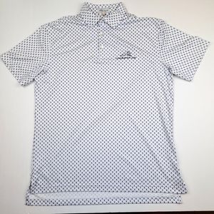 Peter Millar Summer Comfort Mens Skull Golf Clubs Polo Shirt Blue White M